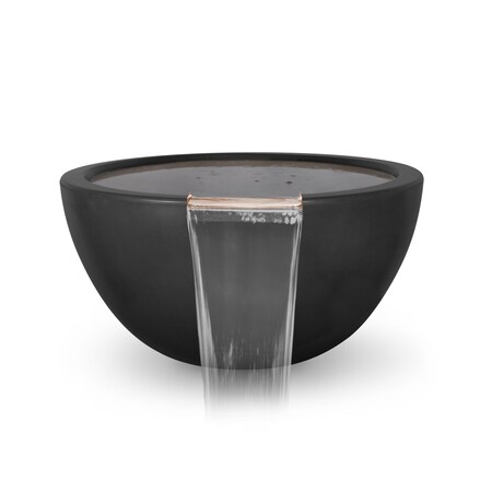 The Outdoor Plus 38 Round Luna Water Bowl - GFRC Concrete - Black - OPT-LUNWO38-BLK